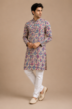 Multicolor Geometric Sanganeri Print Kurta