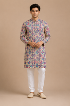 Multicolor Geometric Sanganeri Print Kurta