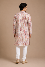 Men’s Multi Colour Sanganeri Printed Pure Cotton Kurta