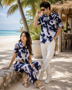 Matching Navy Abstract Cotton Couple Co-ord Set