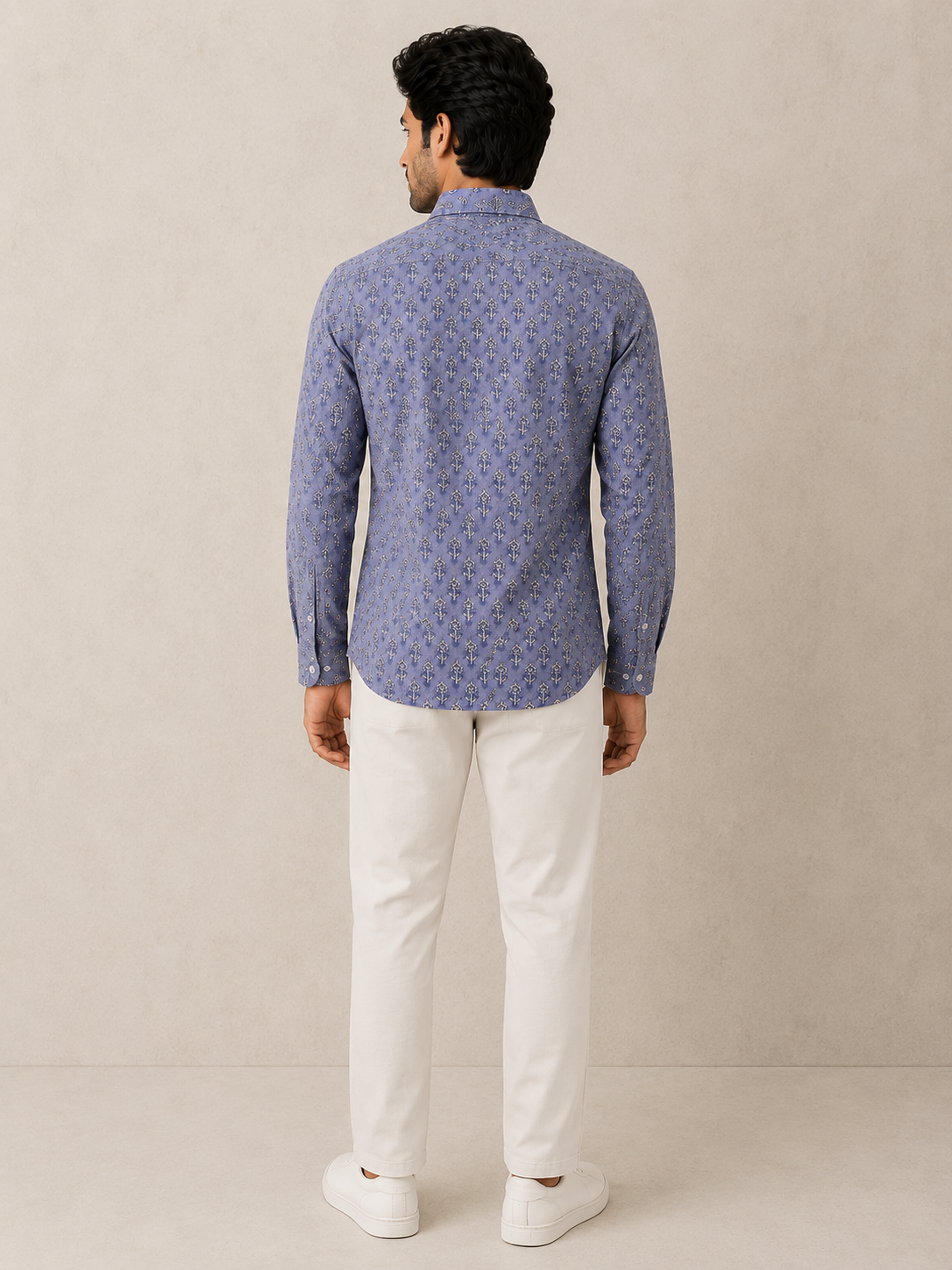 Men's Lavender Floral Printed Cotton Shirt