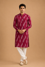 Men’s Pink Sanganeri Printed Pure Cotton Kurta