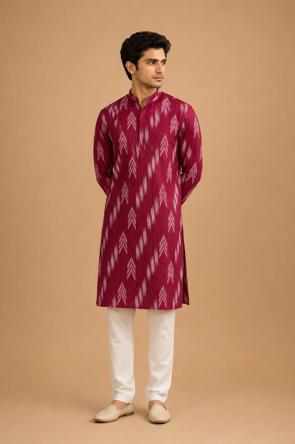 Men’s Pink Sanganeri Printed Pure Cotton Kurta