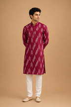 Men’s Pink Sanganeri Printed Pure Cotton Kurta