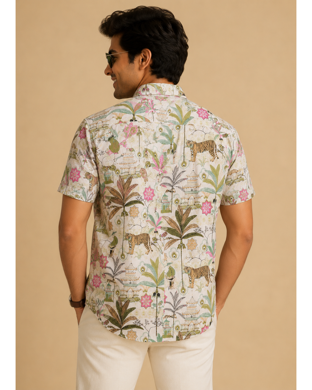 Men’s Pure Cotton Sanganeri Printed Half Sleeve Shirt