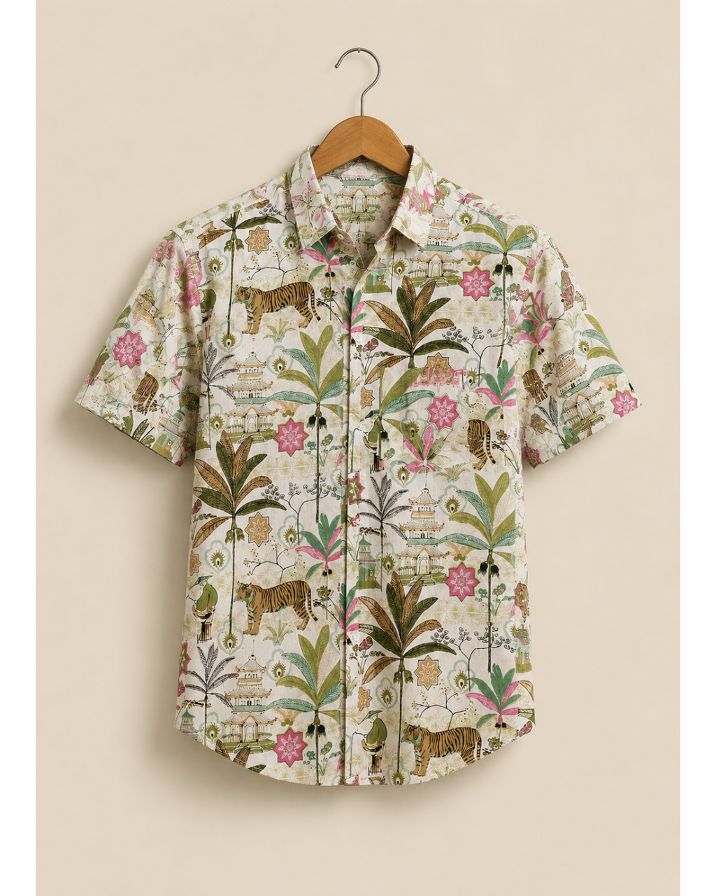 Men’s Pure Cotton Sanganeri Printed Half Sleeve Shirt