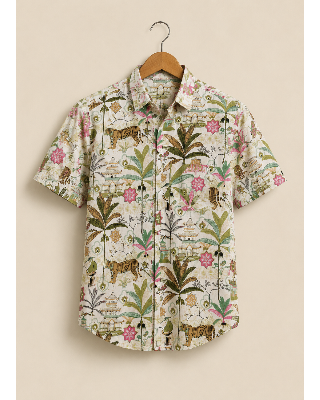 Men’s Pure Cotton Sanganeri Printed Half Sleeve Shirt