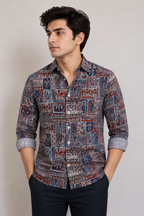 Men’s Multicolor Sanganeri Paisley Printed Full Sleeve Cotton Shirt
