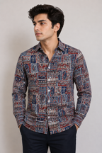 Men’s Multicolor Sanganeri Paisley Printed Full Sleeve Cotton Shirt