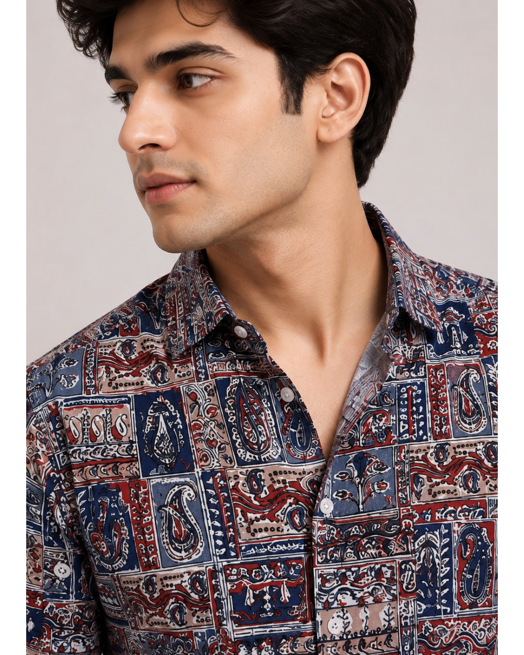 Men’s Multicolor Sanganeri Paisley Printed Cotton Shirt