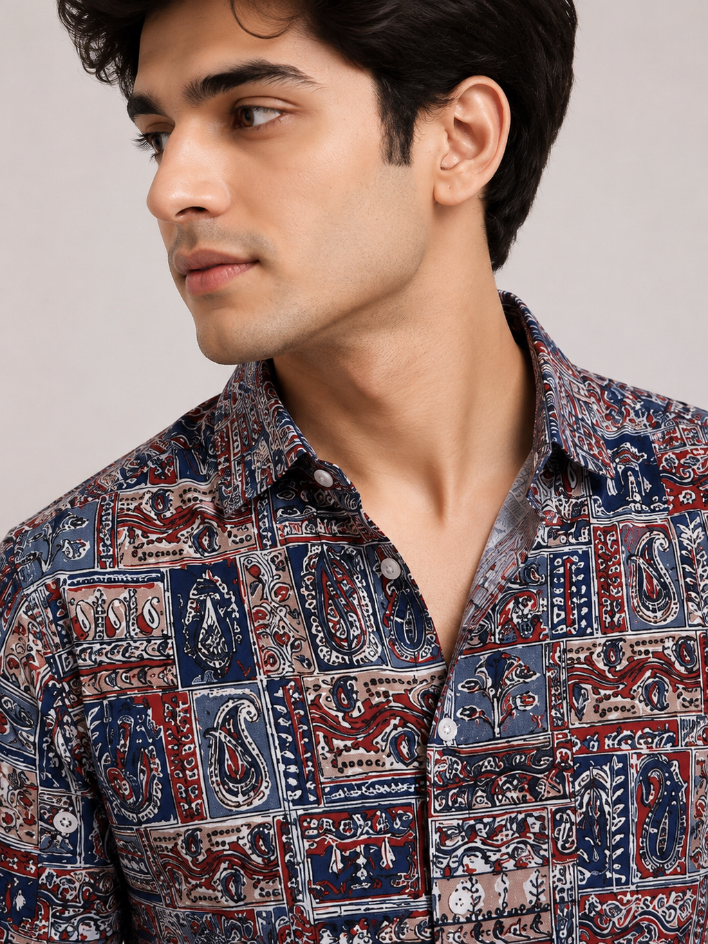 Men’s Multicolor Sanganeri Paisley Printed Full Sleeve Cotton Shirt