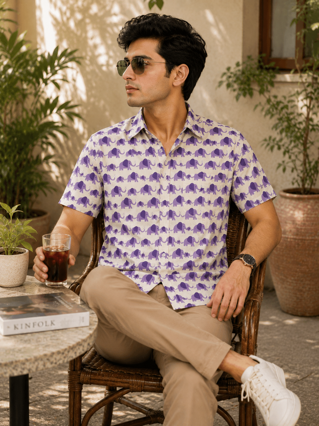 Purple Elephant Jaipuri Printed Cotton Shirt