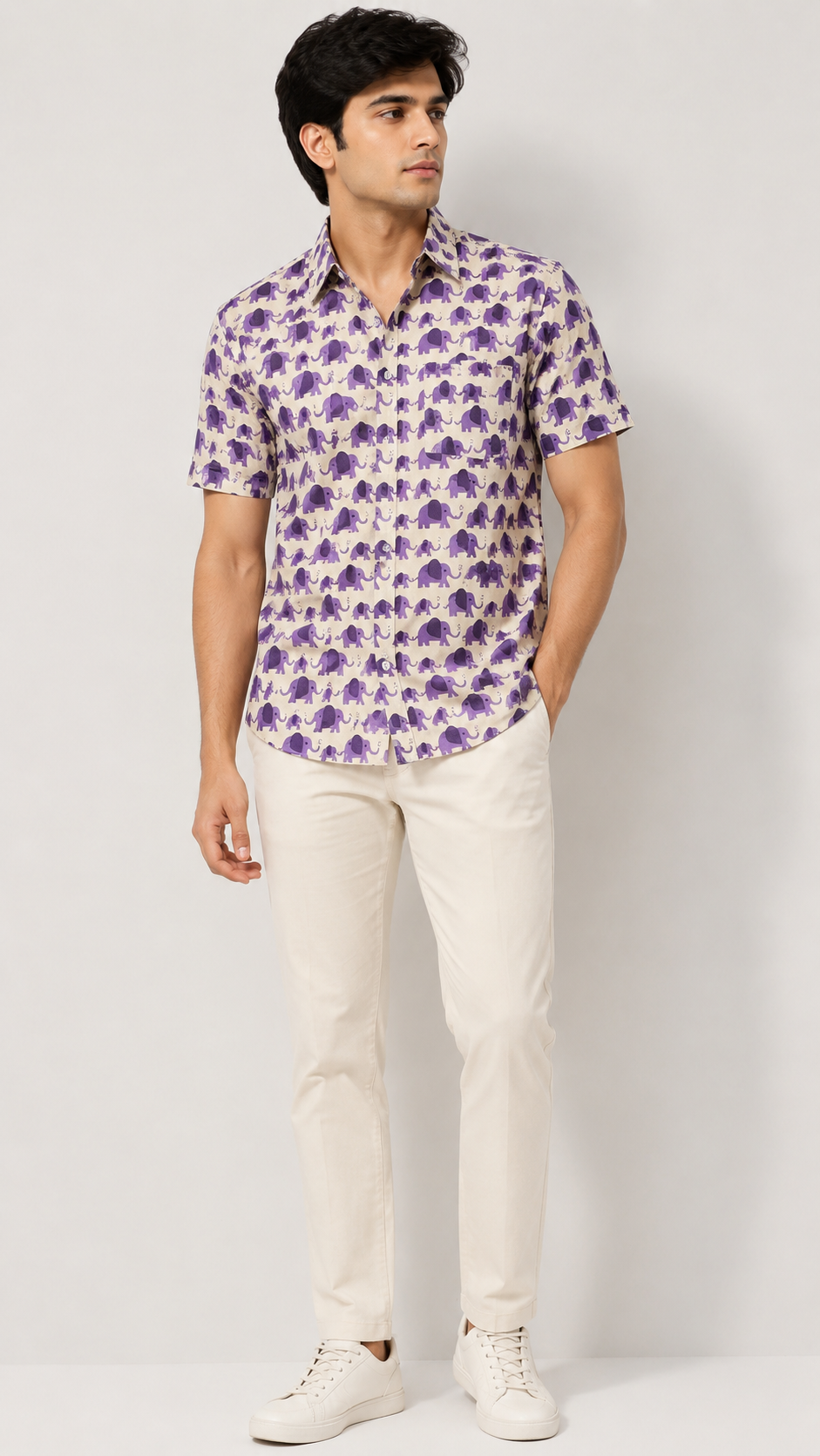 Purple Elephant Jaipuri Printed Cotton Shirt