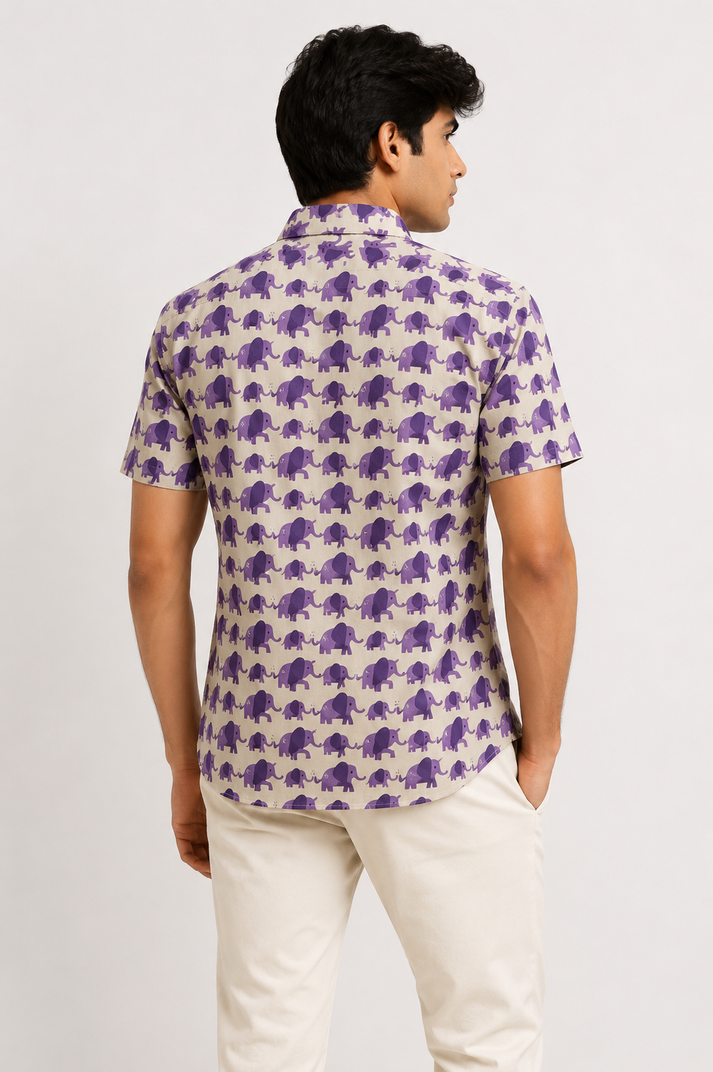 Purple Elephant Jaipuri Printed Cotton Shirt