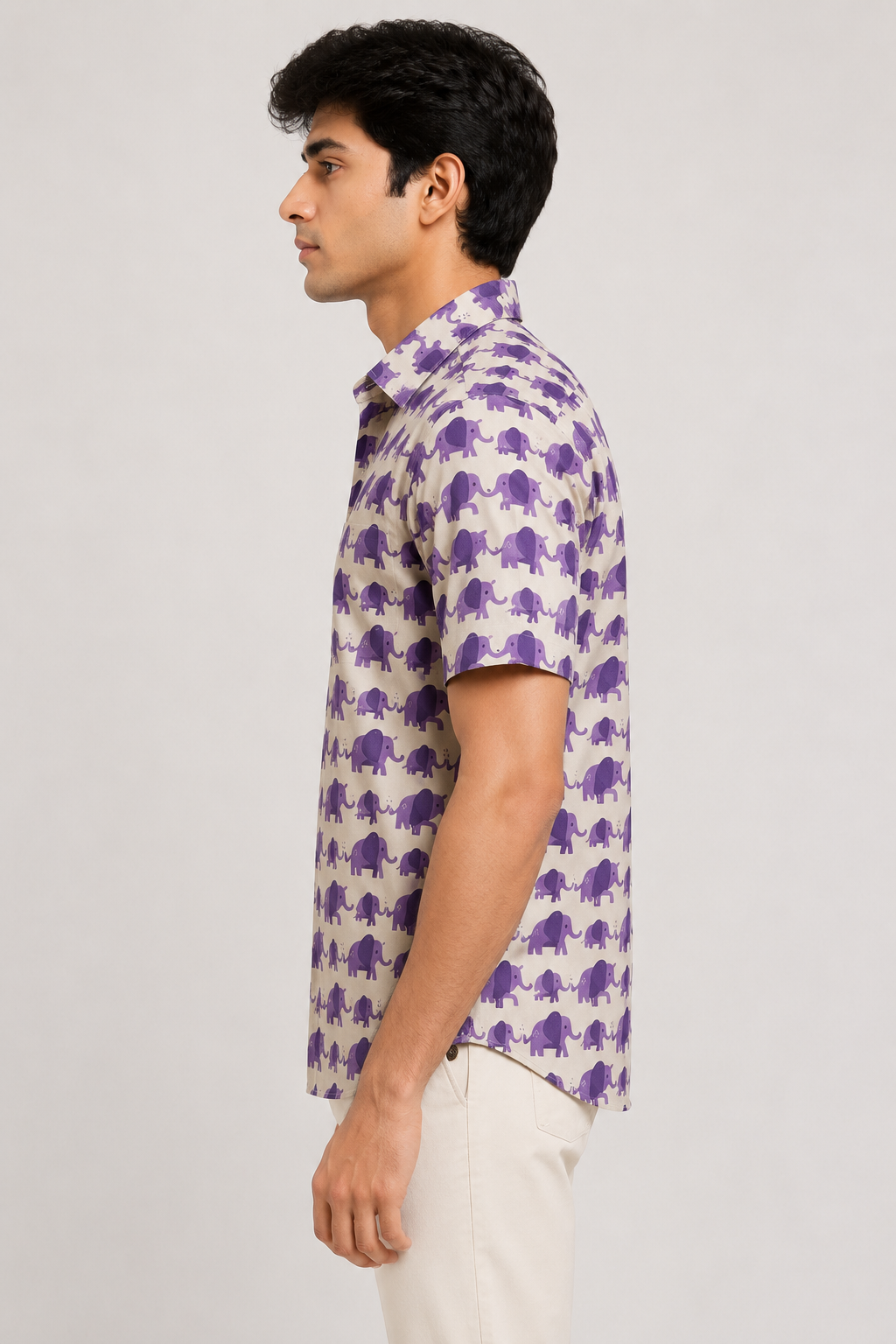 Purple Elephant Jaipuri Printed Cotton Shirt