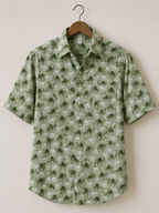 Premium Sage Green Camel Block Print Cotton Fabric Shirt