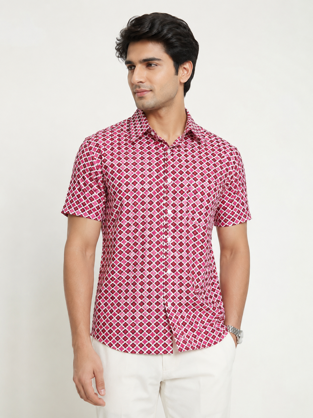 Men’s Sanganeri Printed Cotton Half Sleeve Shirt