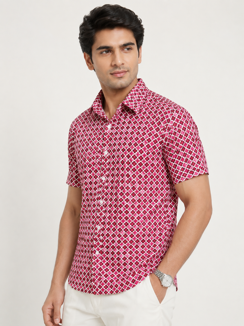 Men’s Sanganeri Printed Cotton Half Sleeve Shirt