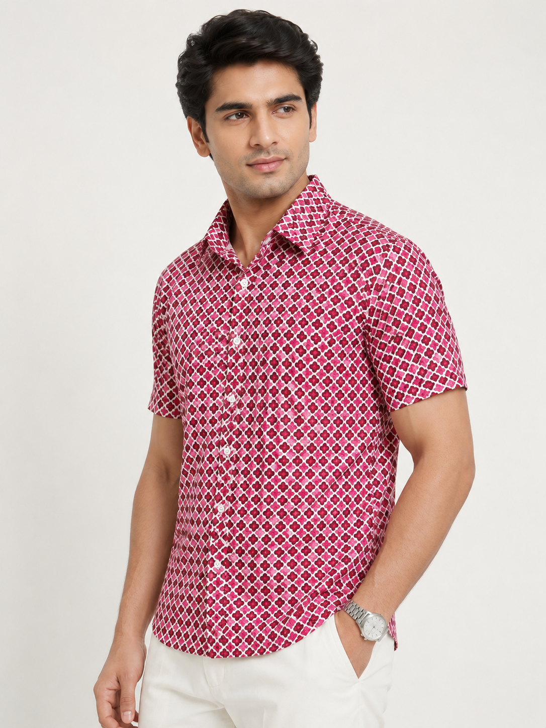 Men’s Sanganeri Printed Cotton Half Sleeve Shirt