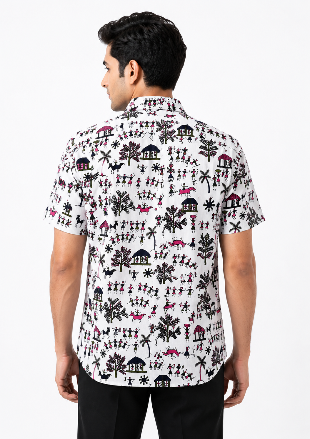 Multi-Color Ajrakh Style Paisley Block Print Cotton Shirt