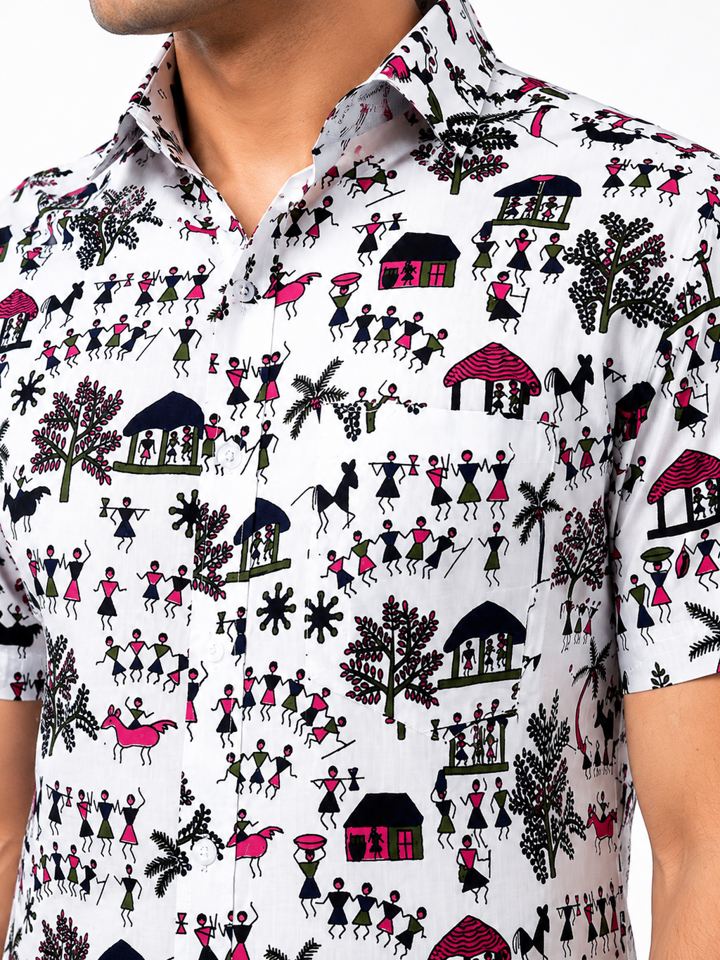Multi-Color Ajrakh Style Paisley Block Print Cotton Shirt
