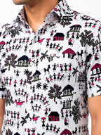 Multi-Color Ajrakh Style Paisley Block Print Cotton Shirt